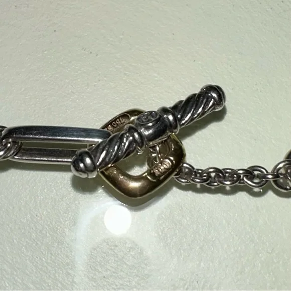 David Yurman Sterling Silver and 18k Gold Figaro Chain Necklace - Picture 6 of 7
